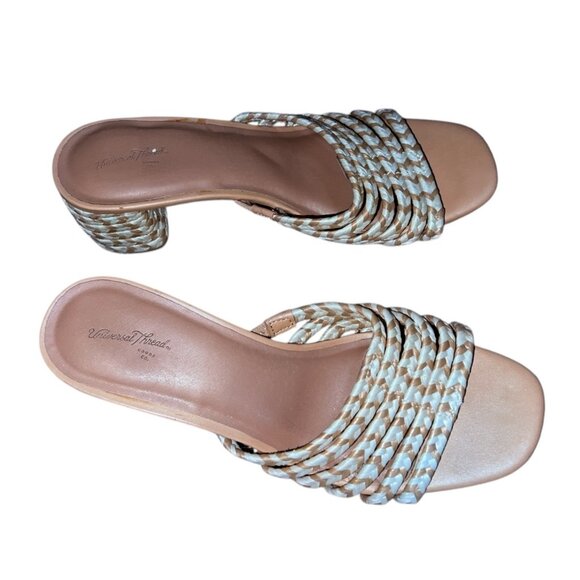 Universal Thread Espadrilla Slip On Sandals 2.75" Block Heel Sz 8 Womens Beige W - Picture 5 of 10